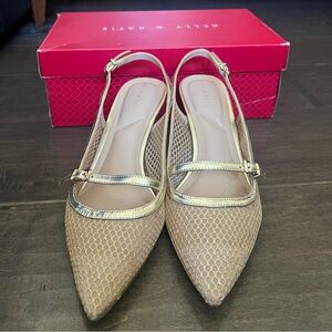 Kelly & Katie Metallic Gold Mesh Slingback kitten heel